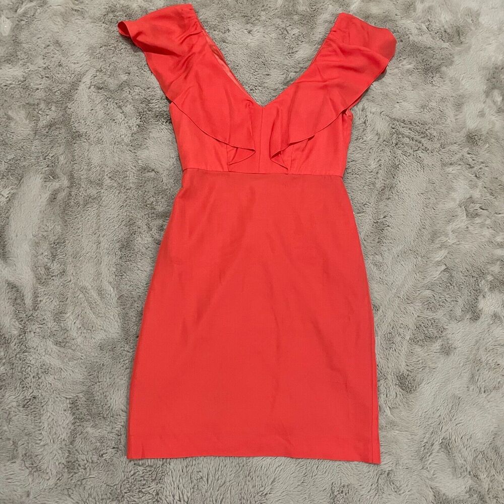 Jenny Yoo‎ Collection Red Ruffle Silk Blend Dress Size 0 Cocktail Wedding $265 - Picture 2 of 10